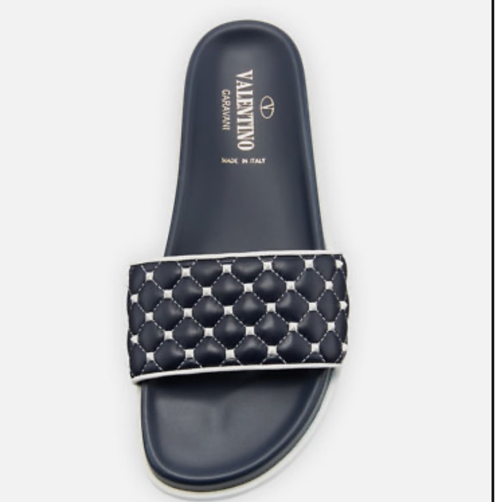 Valentino Rockstud Quilted Leather Slides